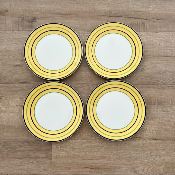 PAGNOSSIN IRONSTONE TREVISO 8.25 INCH YELLOW SALAD PLATES Set of 4 MADE IN ITALY - Picture 1 of 5